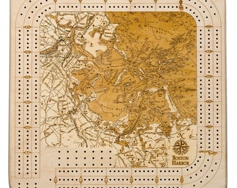 Boston Harbor Topographic Cribbage Board