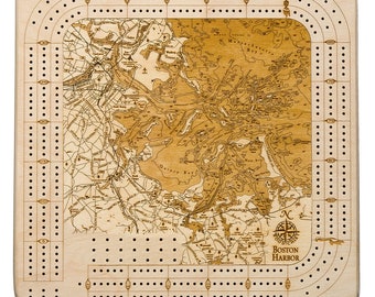 Boston Harbor Topographic Cribbage Board