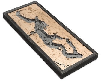 Lake Washington Wood Carved Topographic Map