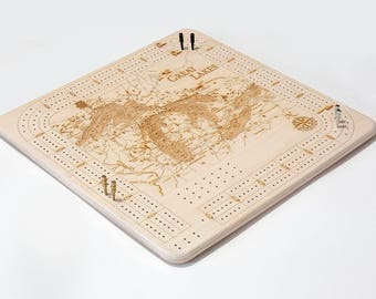 Great Lakes Topographic Cribbage Board