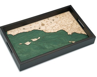 Santa Barbara / Channel Islands Wooden Topographical Serving Tray