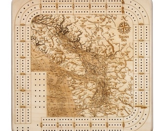 Salish Sea Topographic Cribbage Board