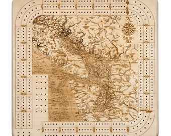 Salish Sea Topographic Cribbage Board