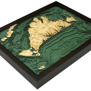 Martha's Vineyard, Massachusetts Map Gift | Laser-Cut 3D Wood Depth Chart | Wood Anniversary, Housewarming & Boater Gift image 5