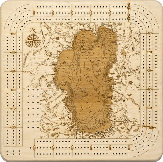 Wood Chart Cribbage Board