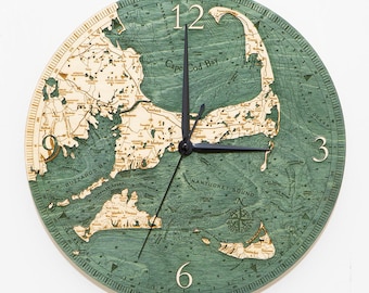 Cape Cod Wood Carved Clock