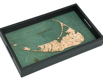 Nantucket Wooden Topographical Serving Tray