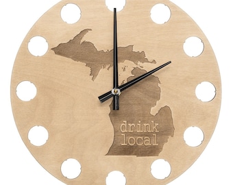 Beer Cap Great Lakes Wood Carved Clock