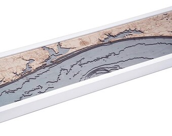 Western Panhandle, Florida Wood Carved Topographic Depth Chart