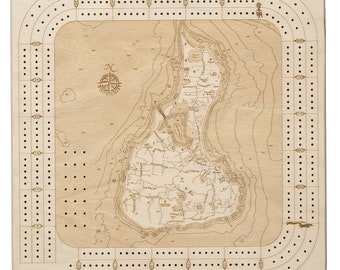 Block Island, Rhode Island Topographic Cribbage Board