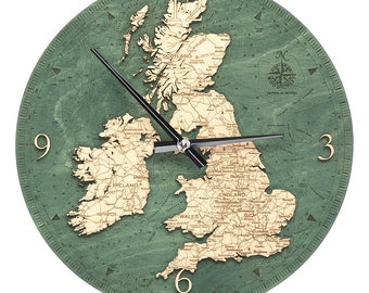 United Kingdom Wood Carved Clock