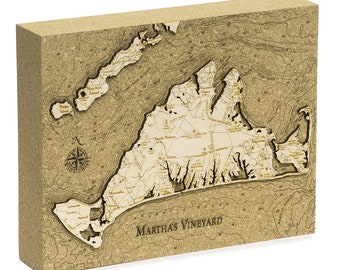 Martha's Vineyard, Massachusetts Topographic Cork Decoration