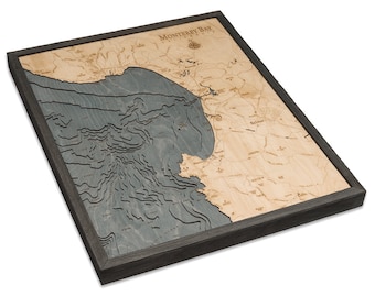 Monterey Bay Wood Carved Topographic Depth Chart / Map