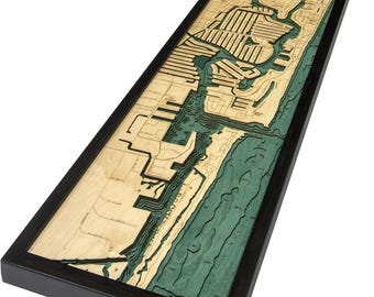 Ft Lauderdale, Florida Wood Carved Topographic Depth Chart / Map