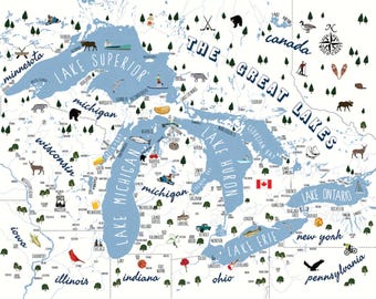 Great Lakes Jigsaw Puzzle – 500 Piece Map of the Great Lakes Region, Illustrated Wildlife & Landmarks, Made in USA, Gift for Nature Lovers