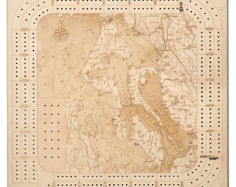 Whidbey & Camano Islands Topographic Cribbage Board
