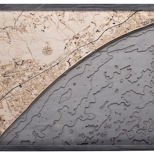 Carte des profondeurs topographiques en bois sculpté de Myrtle à Myrtle Beach Nord