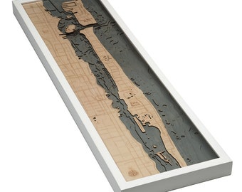Palm Beach Wood Carved Topographic Depth Chart / Map