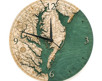 Chesapeake Bay Wood Carved Clock