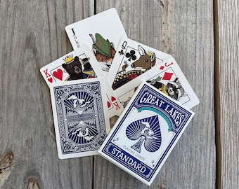 Great Lakes Wildlife Playing Cards – Standard Poker Deck with Animal Face Cards, Unique Illustrated Forest Design, Collectible Gift