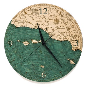 Santa Barbara / Channel Islands Wood Carved Clock