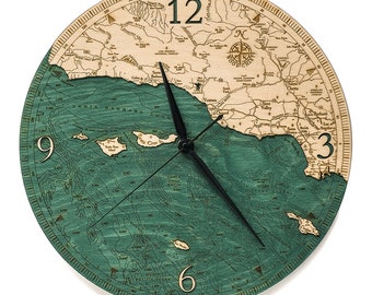 Santa Barbara / Channel Islands Wood Carved Clock