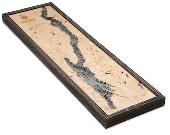 Lake George, NY Wood Map | 3D Laser-Cut Topographic Depth Chart | Lake House Decor | Bathymetric Wall Art | Gift for Boaters & Lake Lovers