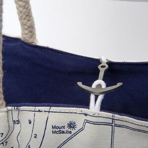 Great Lakes Sail Bag Tote | Nautical Canvas Beach Bag with Rope Handle and Anchor Closure | Great Lakes Gift 画像 4