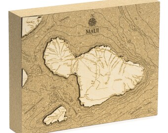 Maui, Hawaii Topographic Cork Decoration