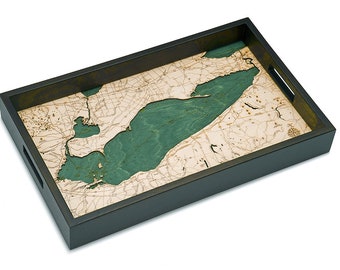 Lake Erie Wooden Topographical Serving Tray