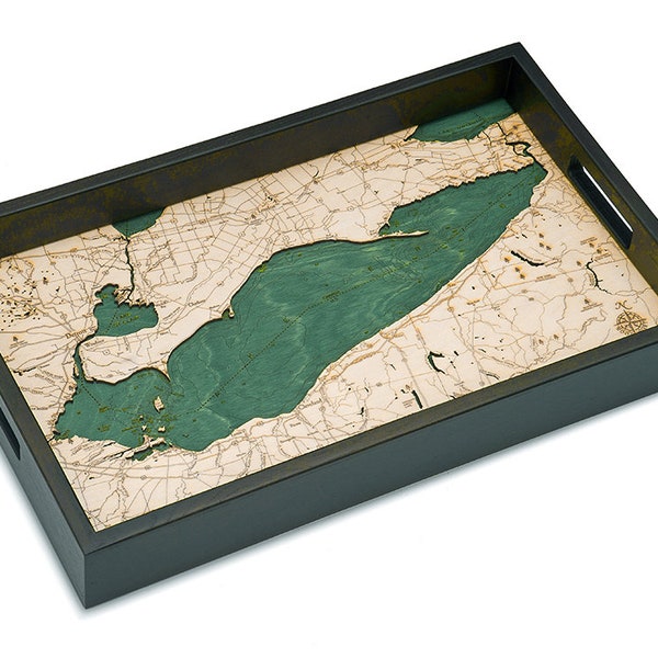 Lake Erie Wooden Topographical Serving Tray