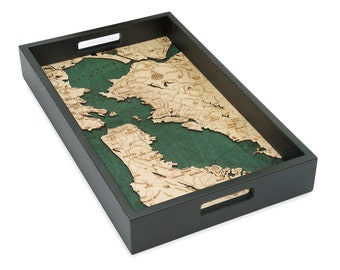 San Francisco CA Wooden Topographical Serving Tray