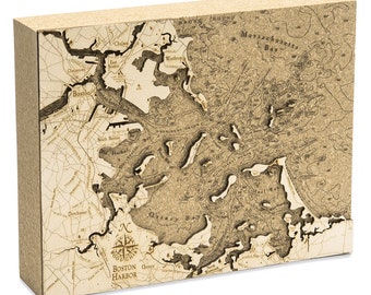 Boston Harbor Topographic Cork Decoration