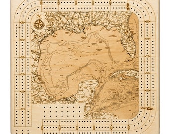 Gulf of Mexico Topographic Cribbage Board