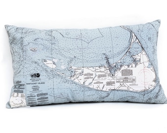 Nantucket, MA Indoor/Outdoor Nautical Pillow  | Home Decor | Unique Decoration