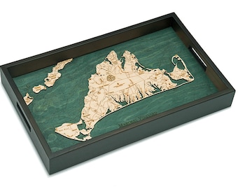 Martha's Vineyard Wooden Topographical Serving Tray