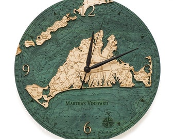Martha's Vineyard Wood Carved Clock