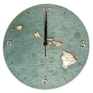 Hawaiian Islands Wood Carved Clock