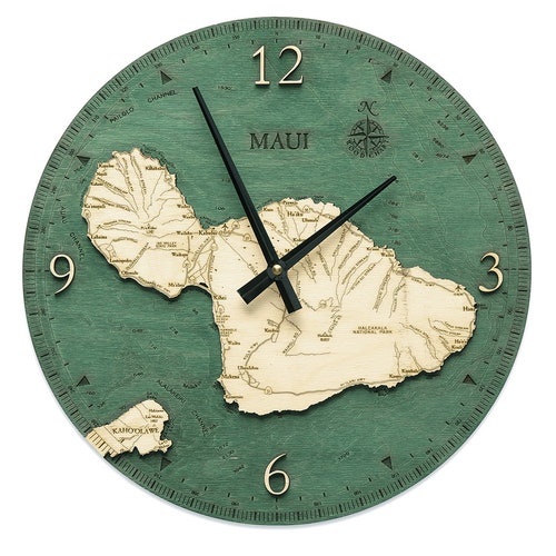 Hawaiian Islands Wood Carved Clock Etsy