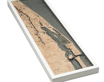 Juno Beach, Florida Wood Carved Topographic Depth Chart / Map