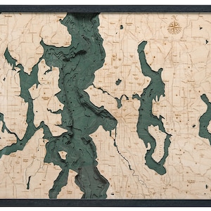 Seattle, WA Wood Carved Topographical Map