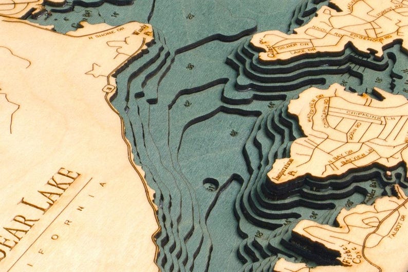 big-bear-lake-wood-carved-topographic-depth-chart-map-etsy