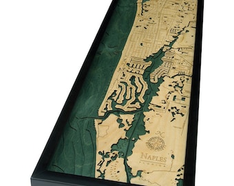 Naples Wood Carved Topographic Depth Chart