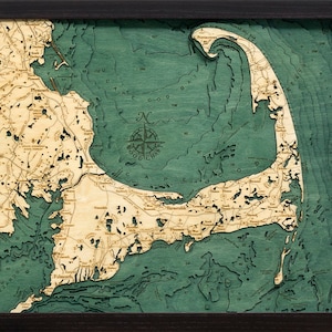 Cape Cod Wood Carved Topographic Depth Chart