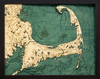 Cape Cod Wood Carved Topographic Depth Chart