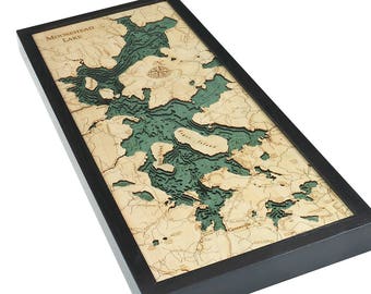 Moosehead Lake Wood Carved Topographic Depth Chart / Map