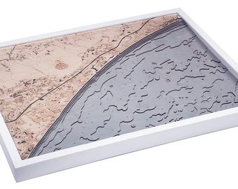Myrtle to North Myrtle Beach Beach Wood Carved Topographic Depth Chart / Map
