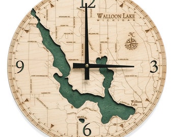 Walloon Lake Wood Carved Clock