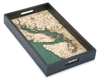 Salish Sea Wooden Topographical Serving Tray