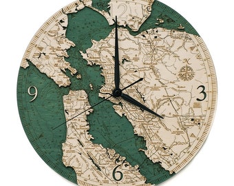 San Francisco Wood Carved Clock